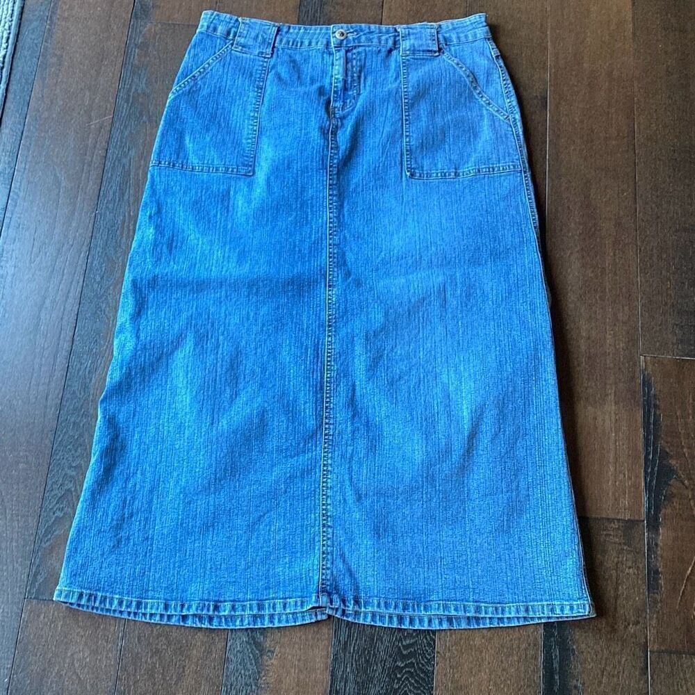 Carolina blues vintage denim jean‎ maxi skirt size 14 y2k teacher
